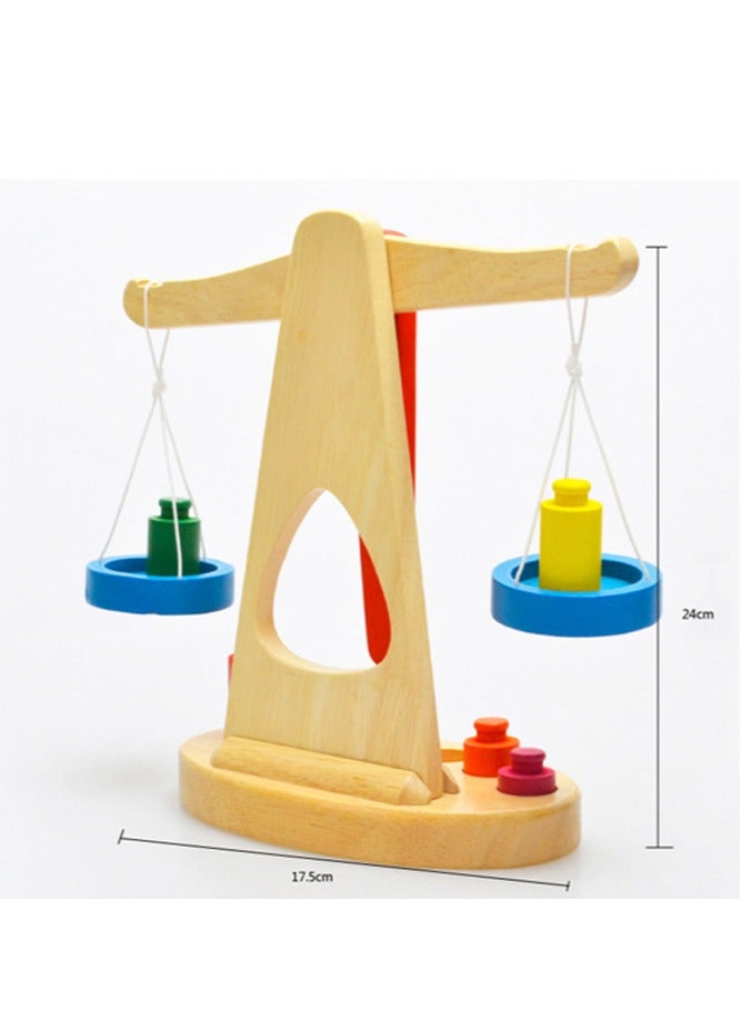 Wooden Early Learning Weighing Toy Balance Scale Children's Math Educational Puzzle Toy - Image 2